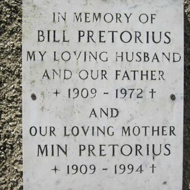 PRETORIUS Bill 1909-1972 &amp; Min 1909-1994