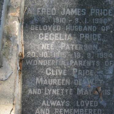 PRICE Alfred James 19140-1986 &amp; Cecelia PATERSON 1915-1994 