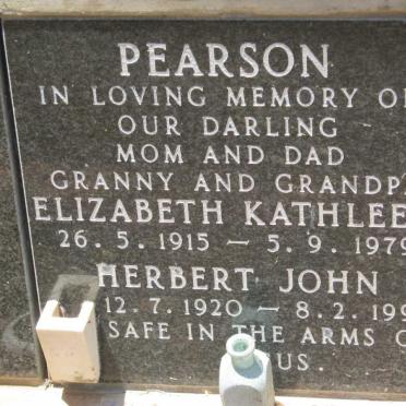 PEARSON Herbert John 1920-1994 &amp; Elizabeth Kathleen  1915-1979