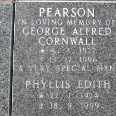 PEARSON George Alfred Cornwall 1922-1996 &amp; Phyllis Edith 1924-1999