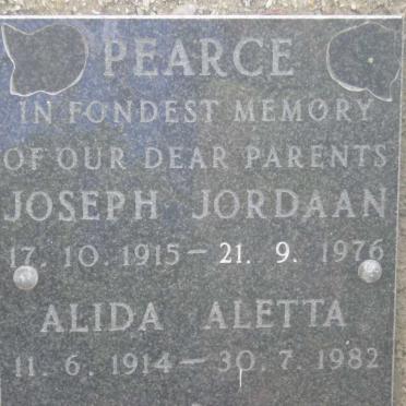 PEARCE Joseph Jordaan 1915-1976 &amp; Alida Aletta 1914-1982
