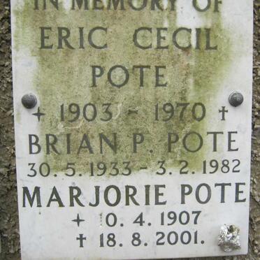 POTE Eric Cecil 1903-1970 &amp; Marjorie 1907-2001