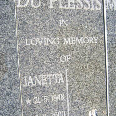 PLESSIS Janetta, du 1948-2000