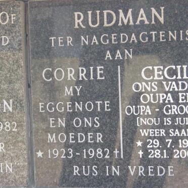RUDMAN Cecil 1920-2005 &amp; Corrie 1923-1982