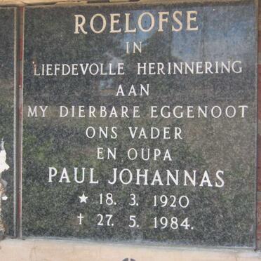 ROELOFSE Paul Johannes 1920-1984