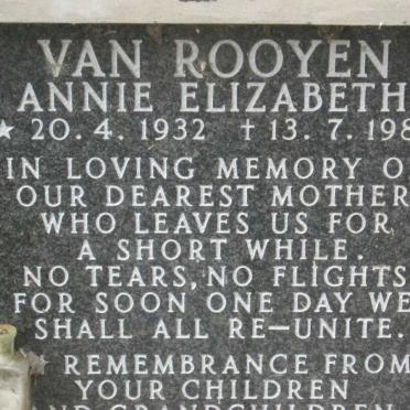 ROOYEN Annie Elizabeth, van 1932-1987