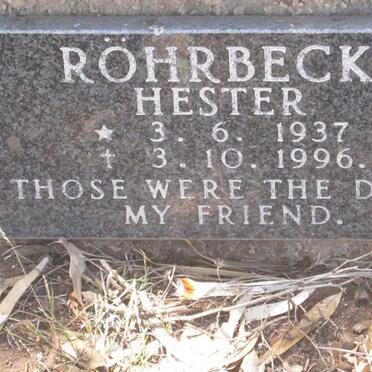 ROHRBECK Hester 1937-1996