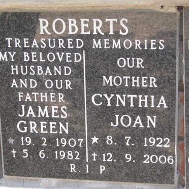 ROBERTS James Green 1907-1982 &amp; Cynthia Joan 1922-2006