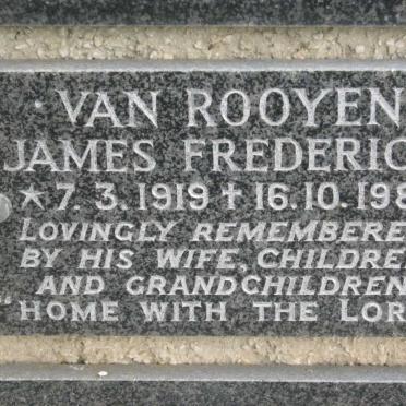 ROOYEN James Frederick, van 1919-1989