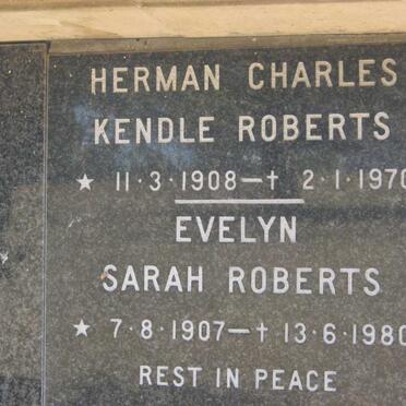 ROBERTS Herman Charles Kendle 1908-1970 &amp; Evelyn Sarah 1907-1980