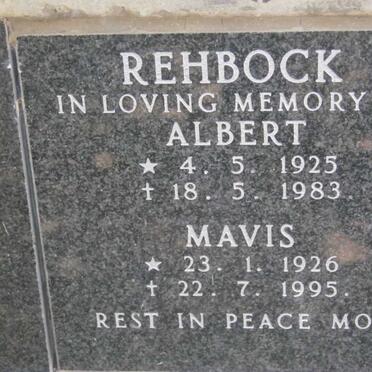 REHBOCK Albert 1925-1983 &amp; Mavis 1926-1995