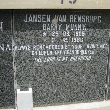 RENSBURG Barry Munnik, Jansen van 1925-1986