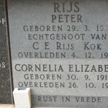 RIJS Peter 1921-1985 &amp; Cornelia Elizabeth 1917-1986