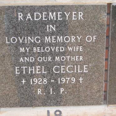RADEMEYER Ethel Cecile 1928-1979
