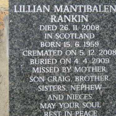 RANKIN Lillian Mantibaleng 1959-2008