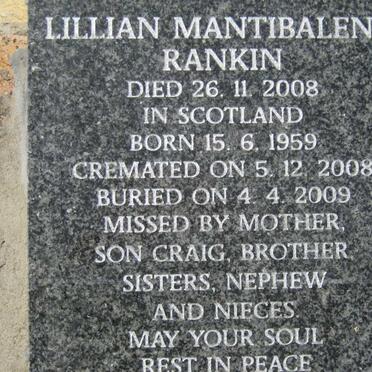 RANKIN Lillian Mantibaleng 1959-2008