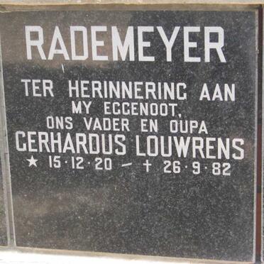 RADEMEYER Gerhardus Louwrens 1920-1982
