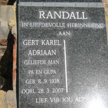 RANDALL Gert Karel Adriaan 1938-2007
