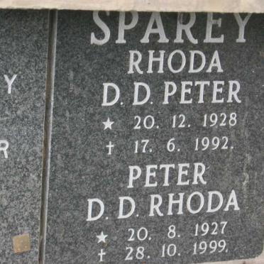 SPAREY Peter 1927-1999 &amp; Rhoda 1928-1992