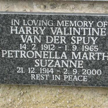 SPUY Harry Valintine, van der 1912-1965 &amp; Petronella Martha Suzanne 1914-2000
