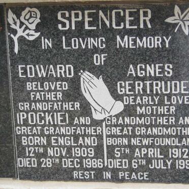 SPENCER Edward 1909-1986 &amp; Agnes Gertrude 1912-1990