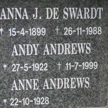 SWARDT Anna J., de 1899-1988 :: ANDREWS Andy 1922-1999 &amp; Anne 1928-