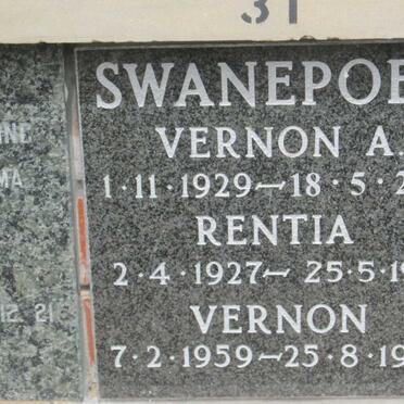 SWANEPOEL Vernon A. 1929-2005 &amp; Rentia 1927-1998 :: SWANEPOEL Vernon 1959-1986