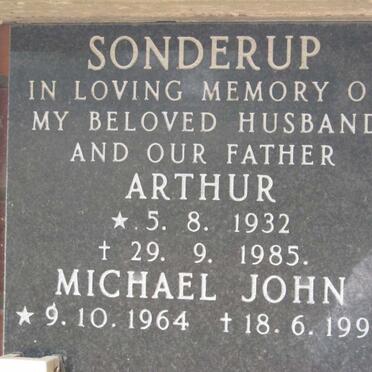 SONDERUP Arthur 1932-1985 :: SONDERUP Michael John 1964-1994