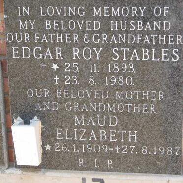 STABLES Edgar Roy 1893-1980 &amp; Maud Elizabeth 1909-1987 