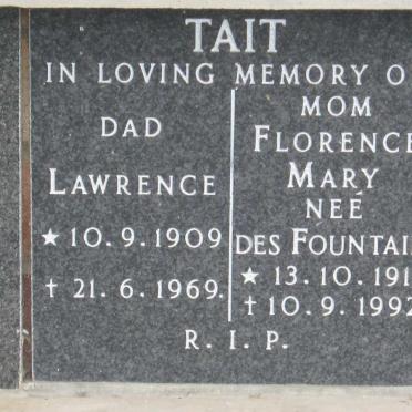 TAIT Lawrence 1909-1969 &amp; Florence Mary Des FOUNTAIN 1911-1992