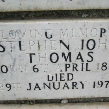 THOMAS Stephen John 1889-1972