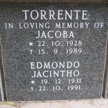 TORRENTE Edmondo Jacintho 1931-1991 &amp; Jacoba 1928-1989