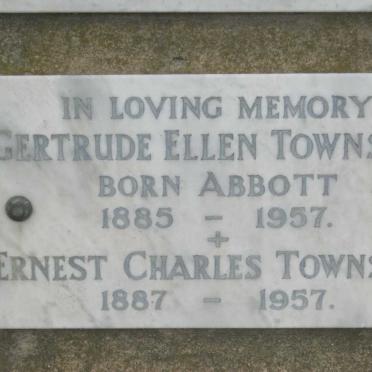 TOWNSEND Ernest Charles 1887-1957 &amp; Gertrude Ellen ABBOTT 1885-1957
