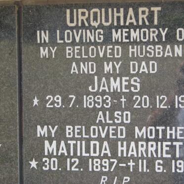 URQUHART James 1893-1981 &amp; Matilda Harriet 1897-1986