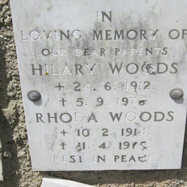 WOODS Hilary 1912-1976 &amp; Rhoda 1914-1975