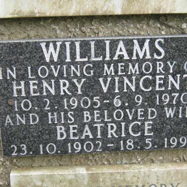 WILLIAMS Henry Vincent 1905-1970 &amp; Beatrice 1902-1994