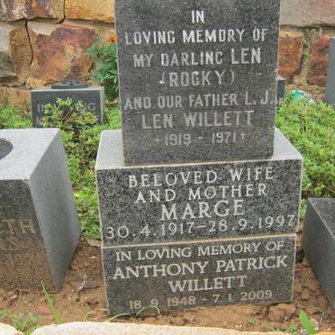 WILLETT L.J. Len 1919-1971 &amp; Marge 1917-1997 :: WILLETT Anthony Patrick 1948-2009