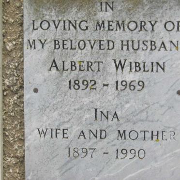 WIBLIN Albert 1892-1969 &amp; Ina 1897-1990