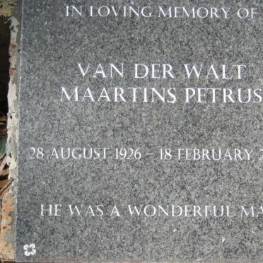 WALT Maartins Petrus, van der 1926-2009