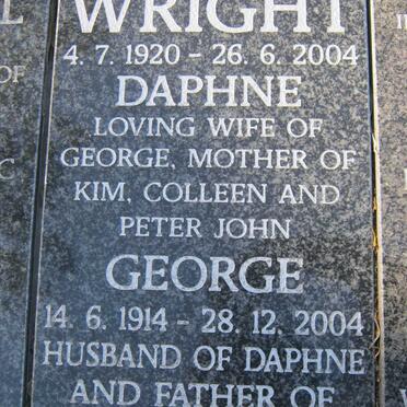 WRIGHT George 1914-2004 &amp; Daphne 1920-2004