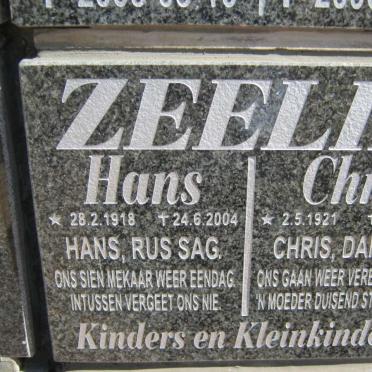 ZEELIE Hans 1918-2004 &amp; Chris 1921-2006