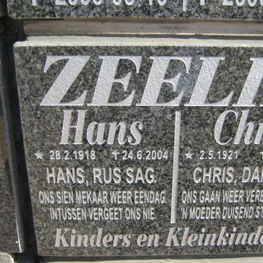 ZEELIE Hans 1918-2004 &amp; Chris 1921-2006