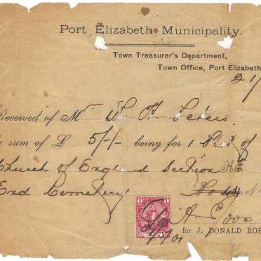 02 - Receipt for the purchase of a plot in South End Cemetery