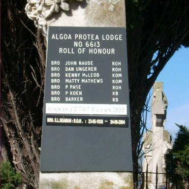 04. Algoa Protea Lodge- Roll of honour