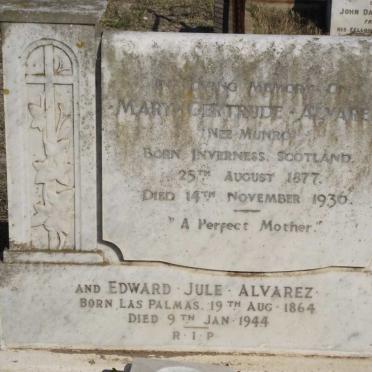 ALVAREZ Edward Jule 1864-1944 &amp; Mary Gertrude MUNRO 1877-1936