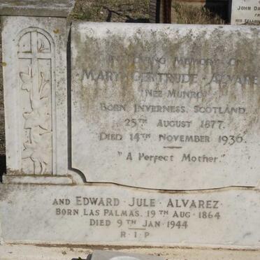 ALVAREZ Edward Jule 1864-1944 &amp; Mary Gertrude MUNRO 1877-1936