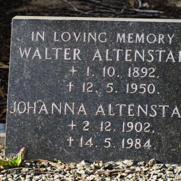ALTENSTAEDT Walter 1892-1950 &amp;  Johanna 1902-1984