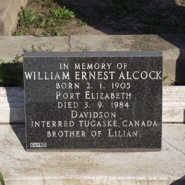 ALCOCK William Ernest 1905-1984