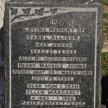 ALLISON Isabel nee JOHNS :: JOHNS Henry Maurice -1946 :: ? Ellen Margaret 1883-1958