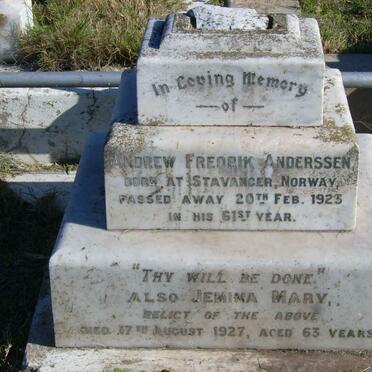 ANDERSSEN Andrew Fredrik -1923 &amp; Jemima Mary -1927